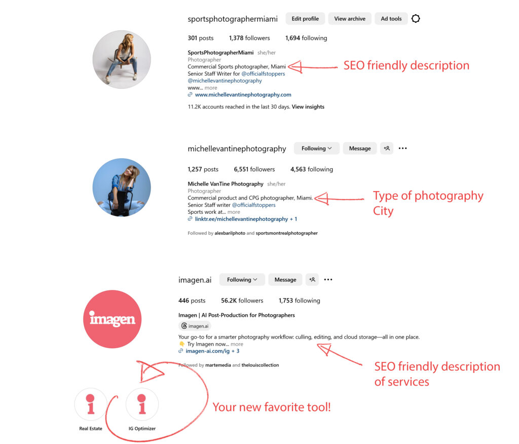 Digitales Marketing für Fotografen – bewerben Sie Ihr Geschäft online mit Profil-Bio und Beschreibung